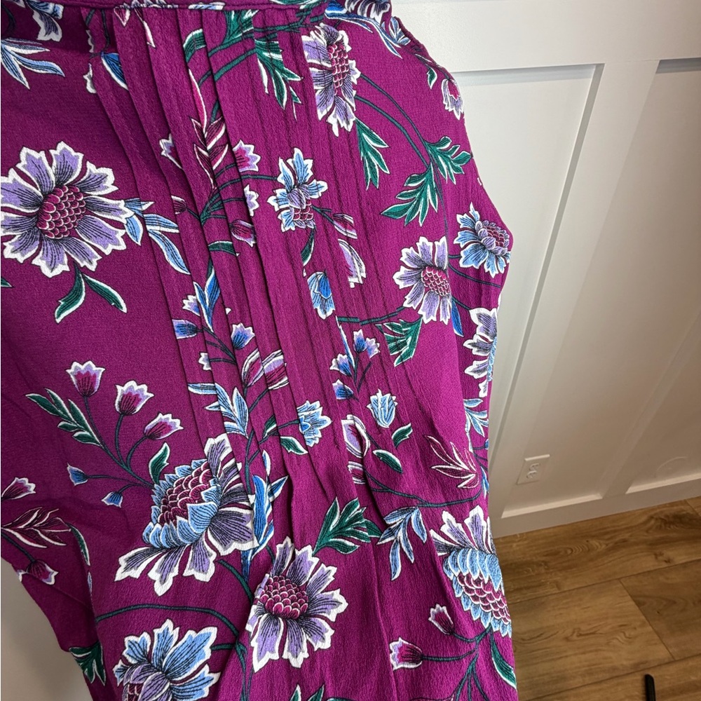 NWOT-  LOFT Floral Pintucked Puff Sleeve Top - XXS - Picture 11 of 13